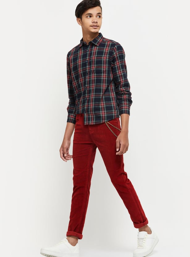 Boys Textured Corduroy Casual Trousers