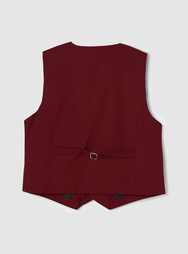 Boys Solid V-Neck Waistcoat