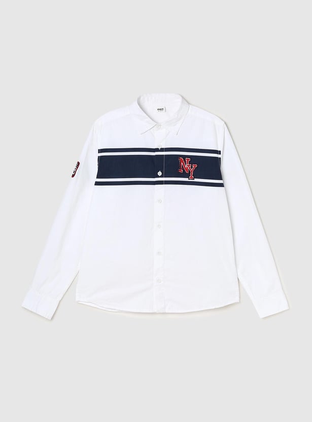 Boys Appliqued Long Sleeve Shirt