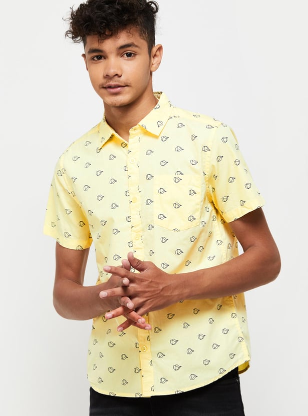 Boys Printed Half Sleeves Regular Fit Casual Shirt