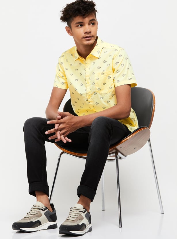 Boys Printed Half Sleeves Regular Fit Casual Shirt