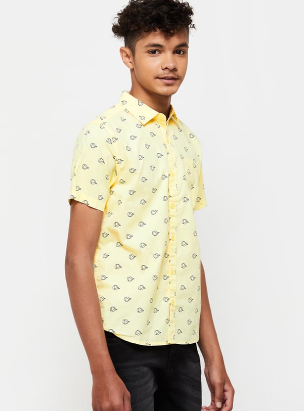 Boys Printed Half Sleeves Regular Fit Casual Shirt