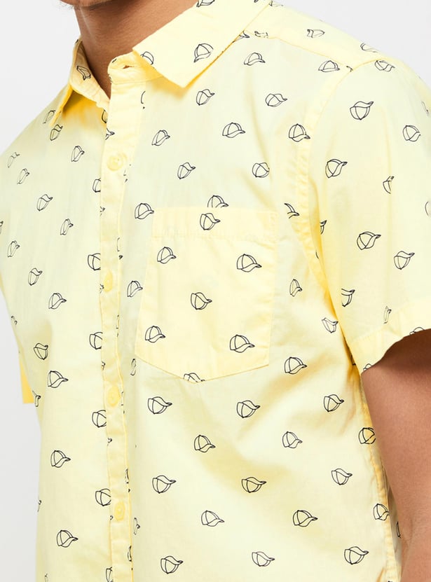 Boys Printed Half Sleeves Regular Fit Casual Shirt