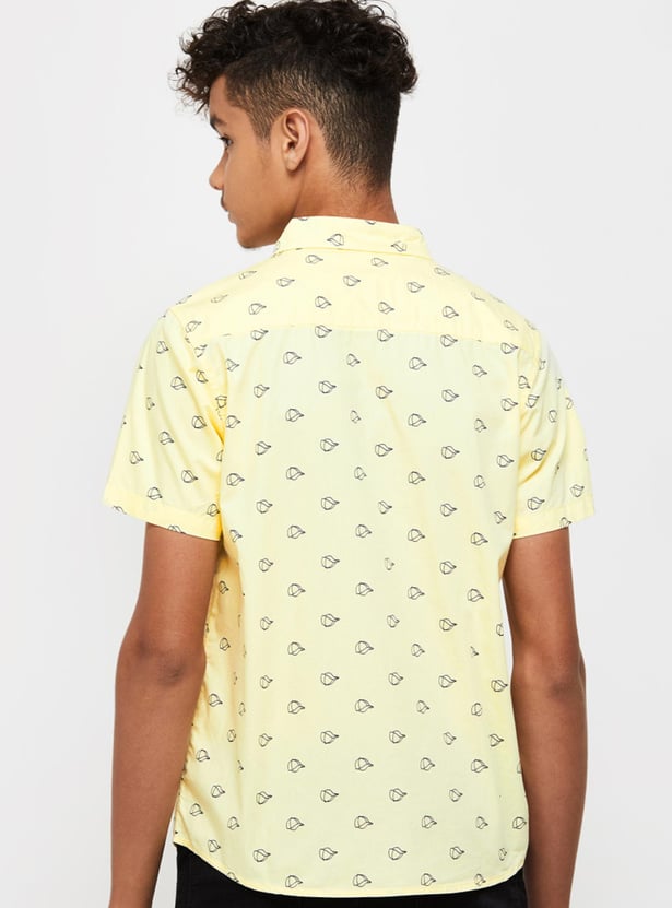 Boys Printed Half Sleeves Regular Fit Casual Shirt