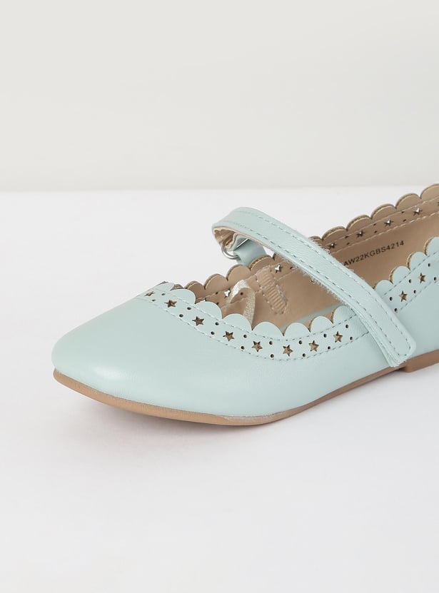 Girls Solid Mid Strap Ballerinas