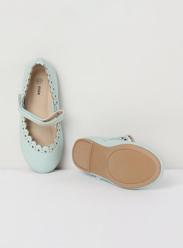 Girls Solid Mid Strap Ballerinas