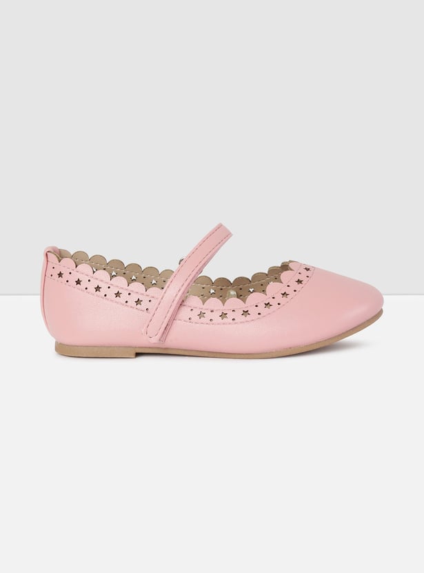 Girls Solid Mid Strap Ballerinas