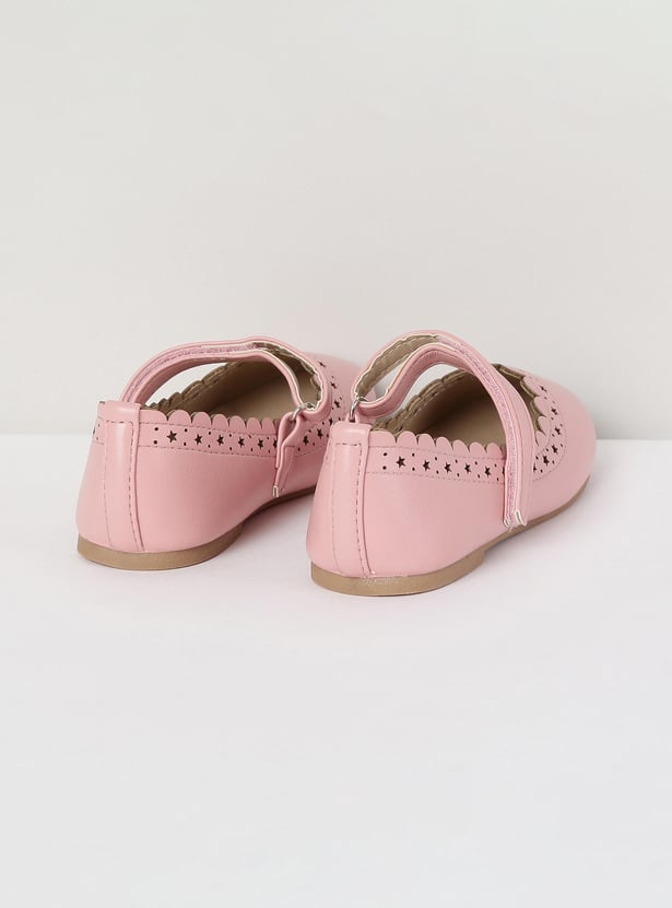 Girls Solid Mid Strap Ballerinas