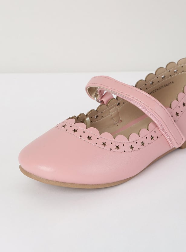 Girls Solid Mid Strap Ballerinas
