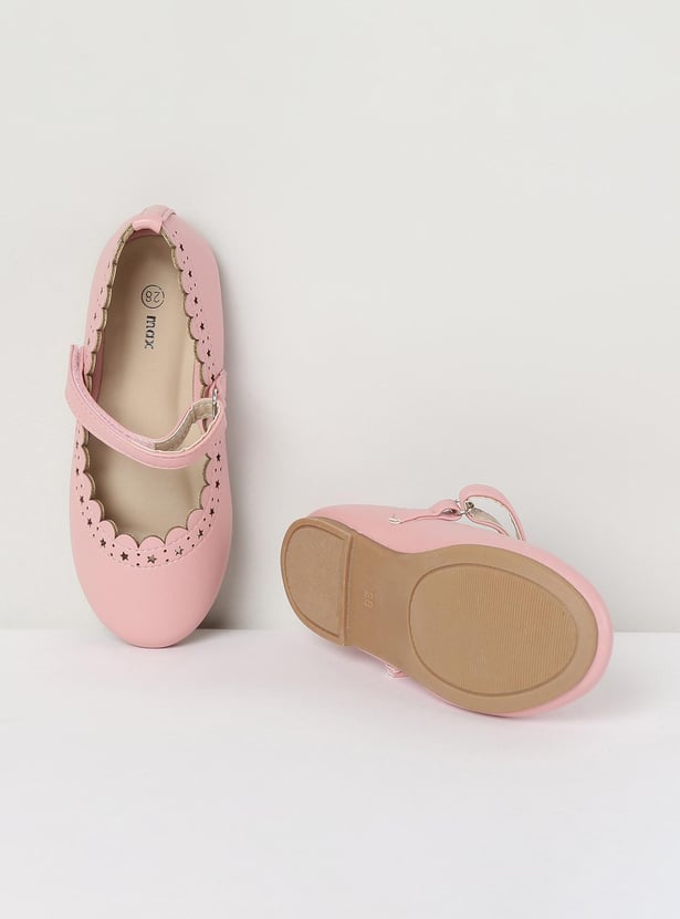 Girls Solid Mid Strap Ballerinas