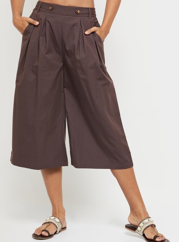 Women Solid Cropped Culottes