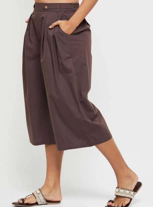 Women Solid Cropped Culottes
