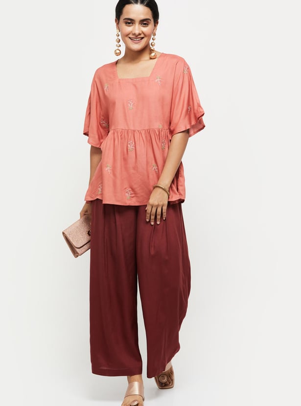 Women Solid Pleated Palazzos