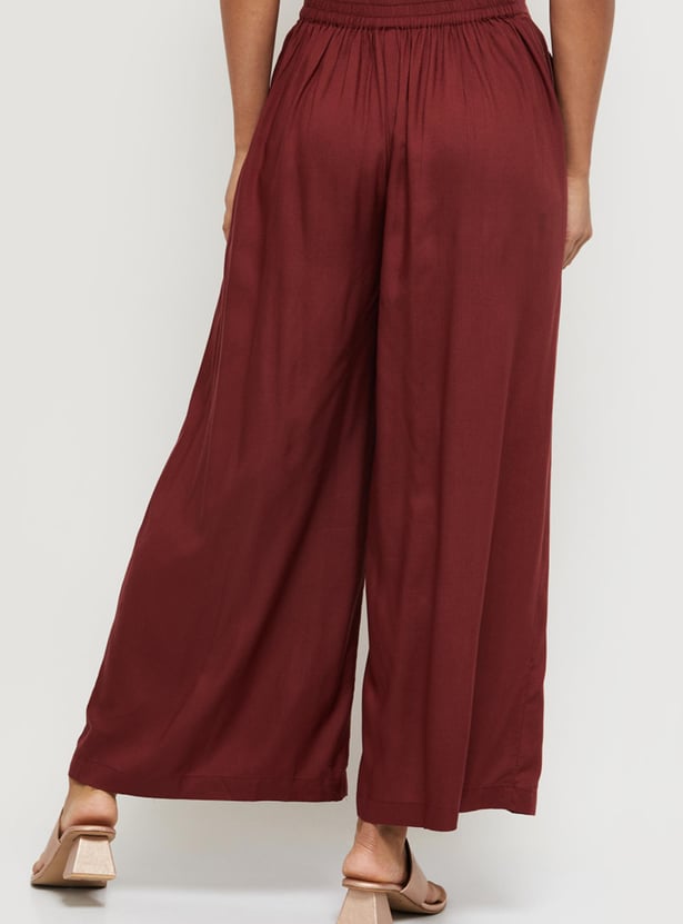 Women Solid Pleated Palazzos