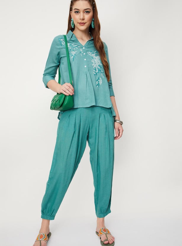 Women Embroidered High-Low HemTop
