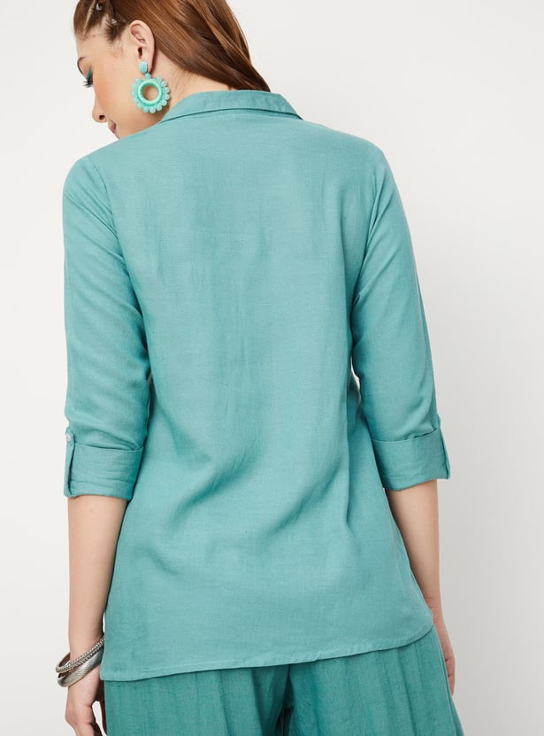 Women Embroidered High-Low HemTop