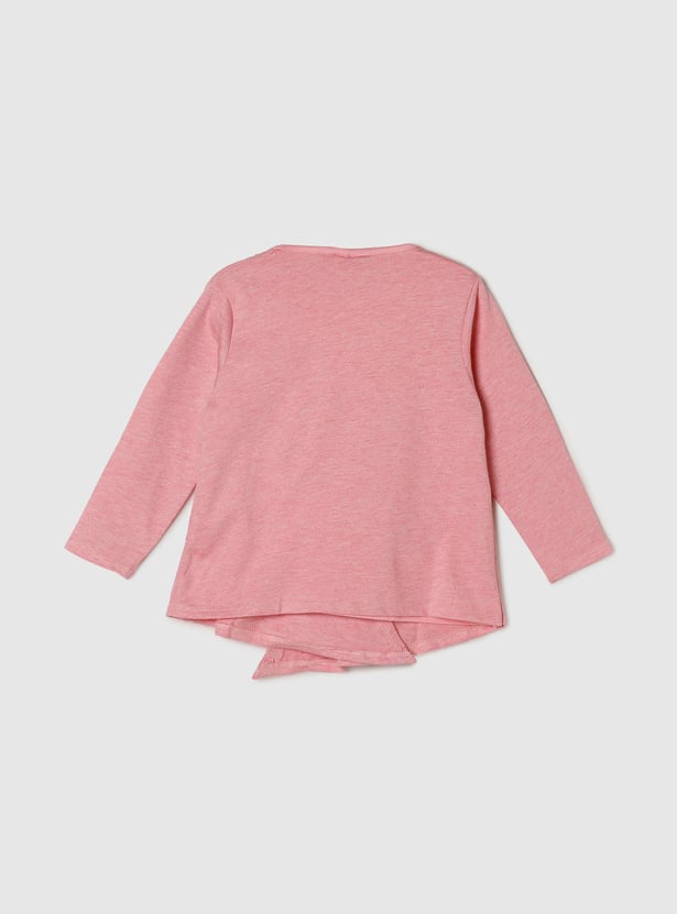 Girls Graphic Print Full Sleeves Top With Attached Shrug