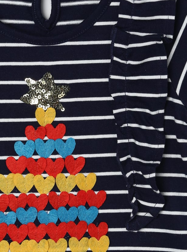 Girls Striped T-shirt with Ruffles