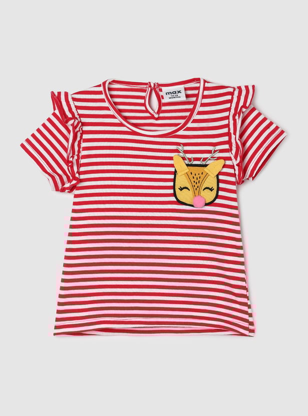 Girls Striped T-shirt with Ruffles