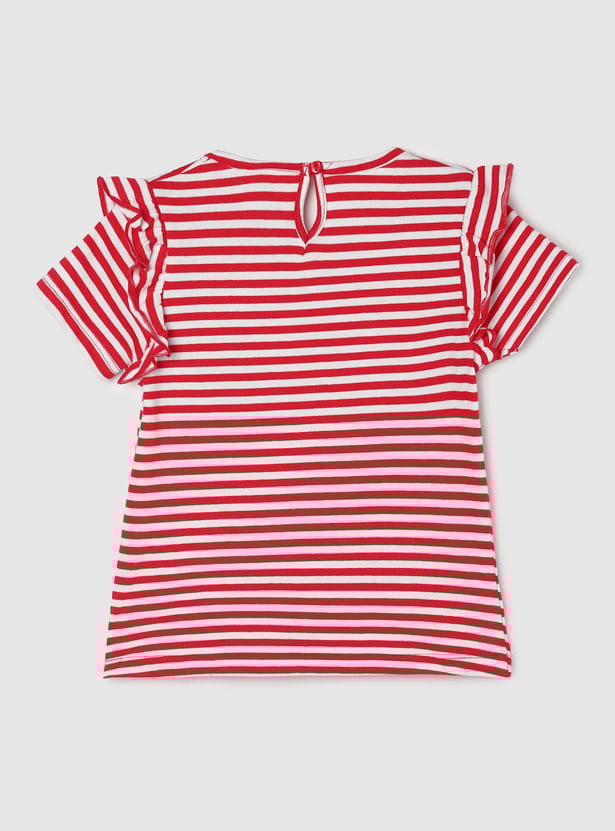 Girls Striped T-shirt with Ruffles