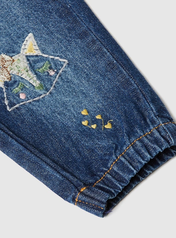 Girls Slim Fit Embroidered Jeans