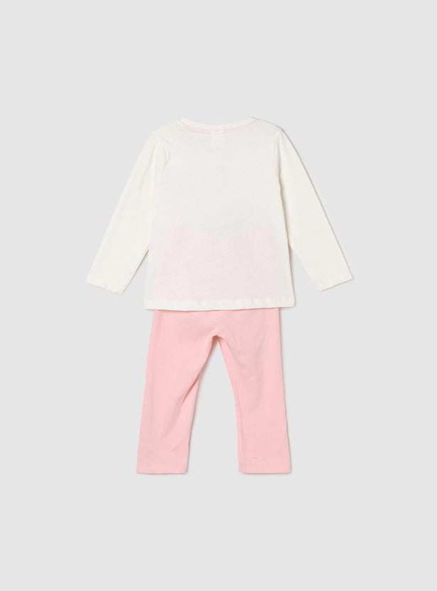 Girls Graphic Printed Lounge T-shirt with Elasticated Pyjamas