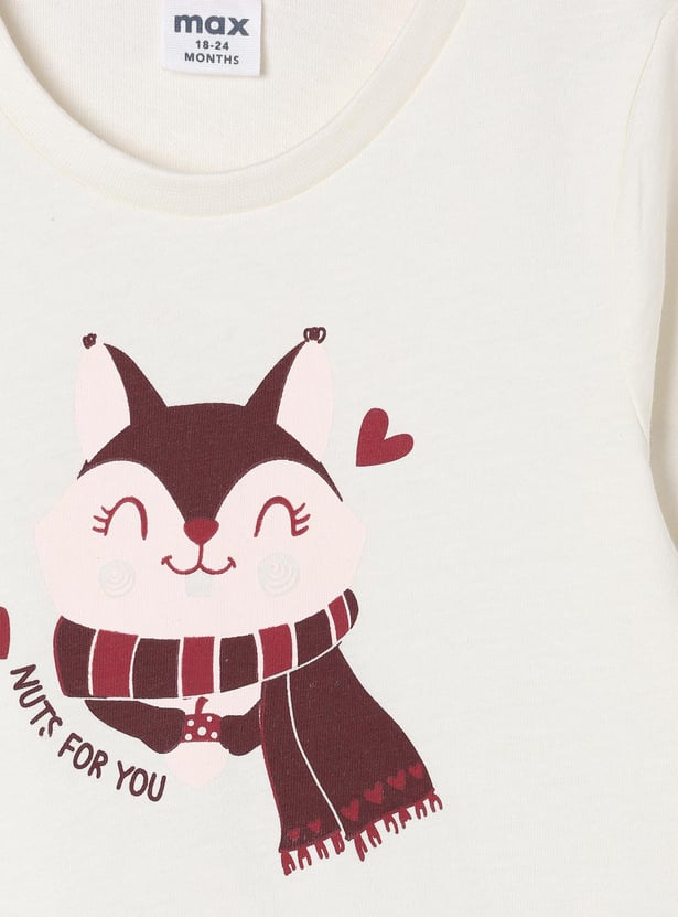 Girls Graphic Printed Lounge T-shirt with Elasticated Pyjamas