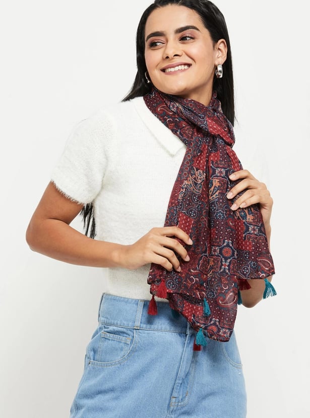 Women Printed Tassel-Detailed Scarf