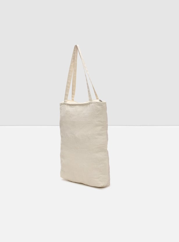 Women Printed Zip-Closure Cotton Tote Bag