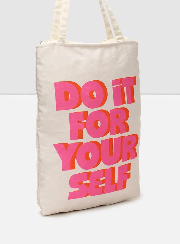 Women Printed Zip-Closure Cotton Tote Bag