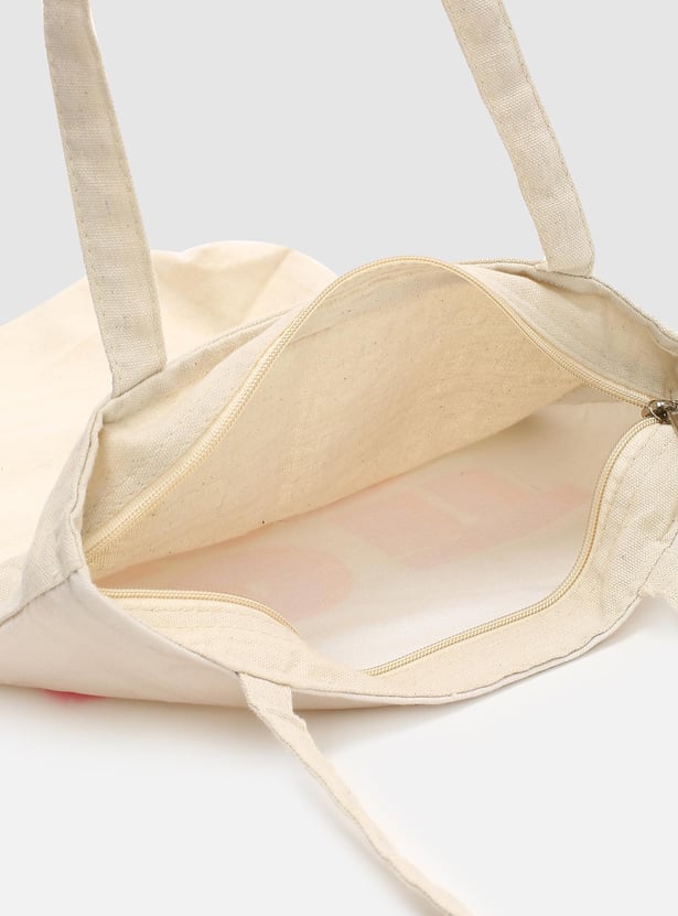 Women Printed Zip-Closure Cotton Tote Bag