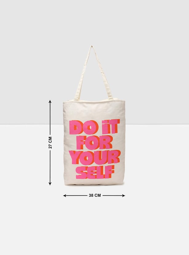 Women Printed Zip-Closure Cotton Tote Bag