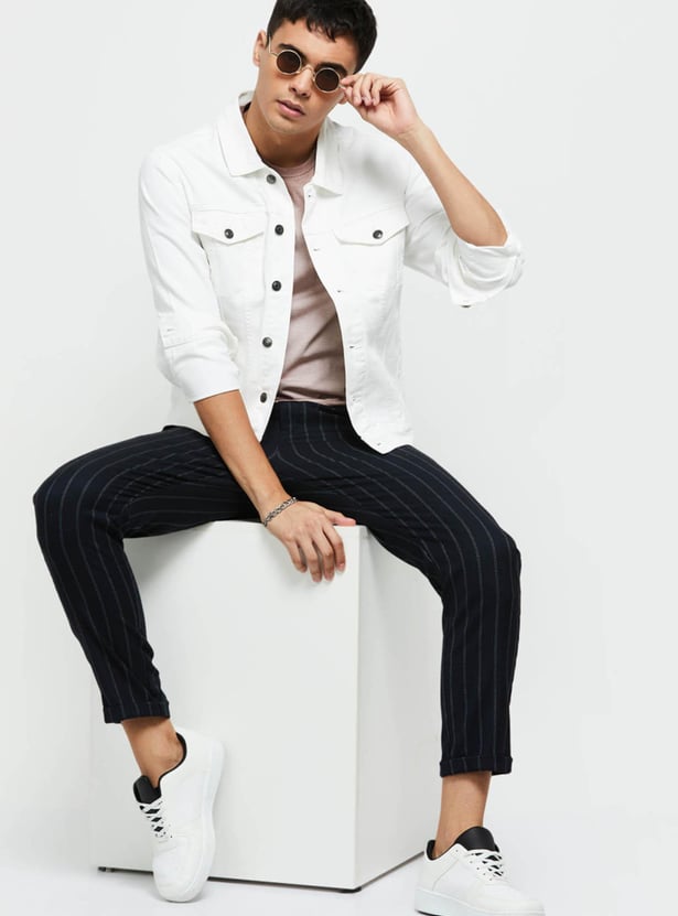 Men Solid Regular Fit Denim Jacket