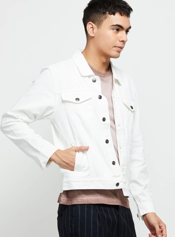 Men Solid Regular Fit Denim Jacket