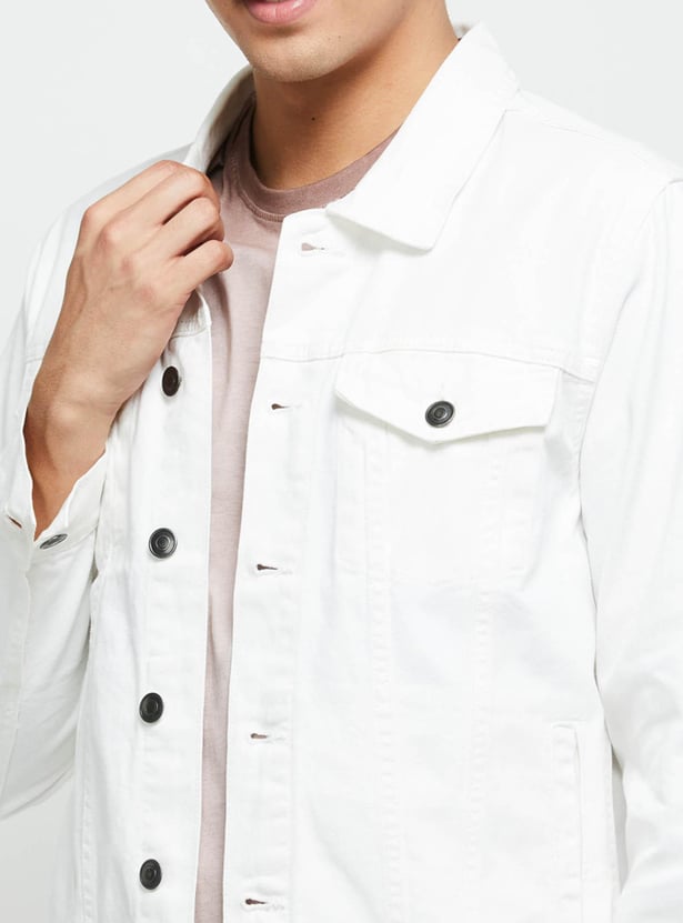 Men Solid Regular Fit Denim Jacket