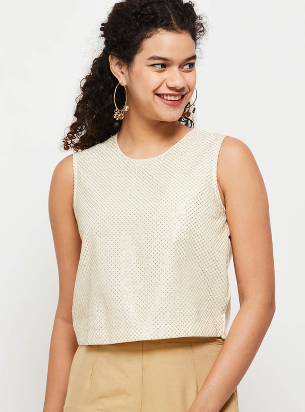 Women Solid Chanderi Top