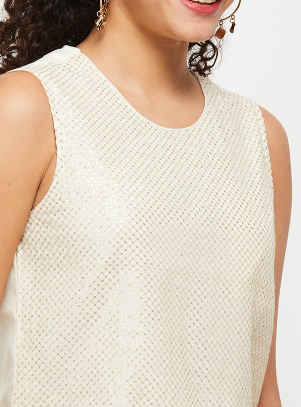 Women Solid Chanderi Top