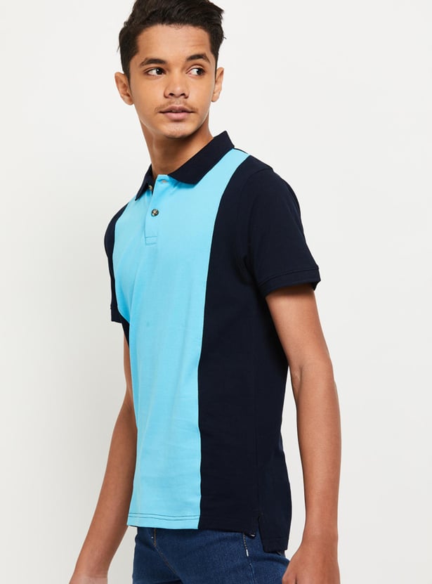 Boys Colourblocked Polo T-Shirt