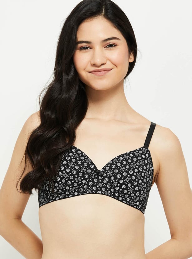 Women Printed Padded Non-Wired T-shirt Bra 