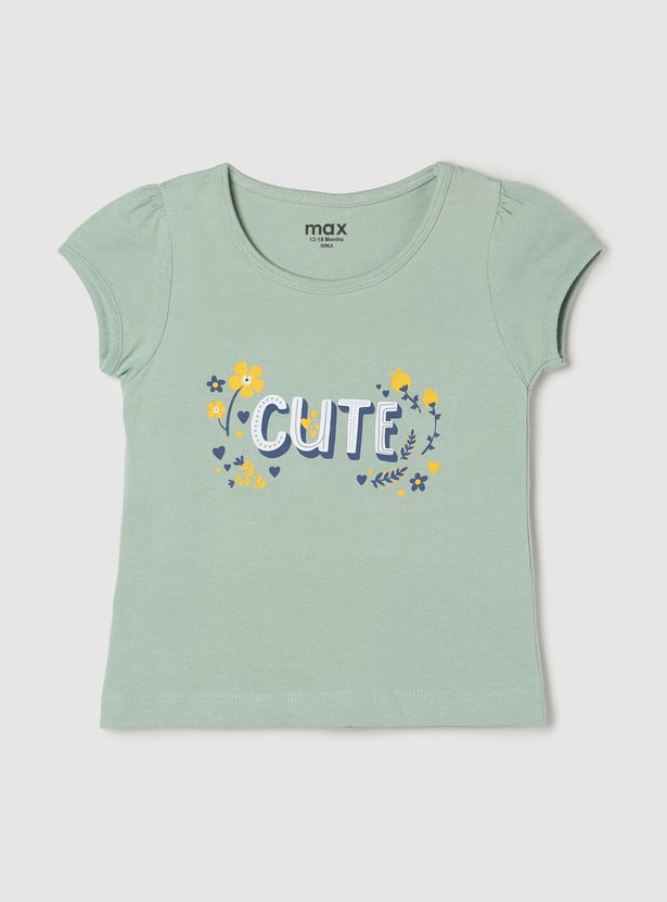 Girls Graphic Printed Round Neck T-shirt
