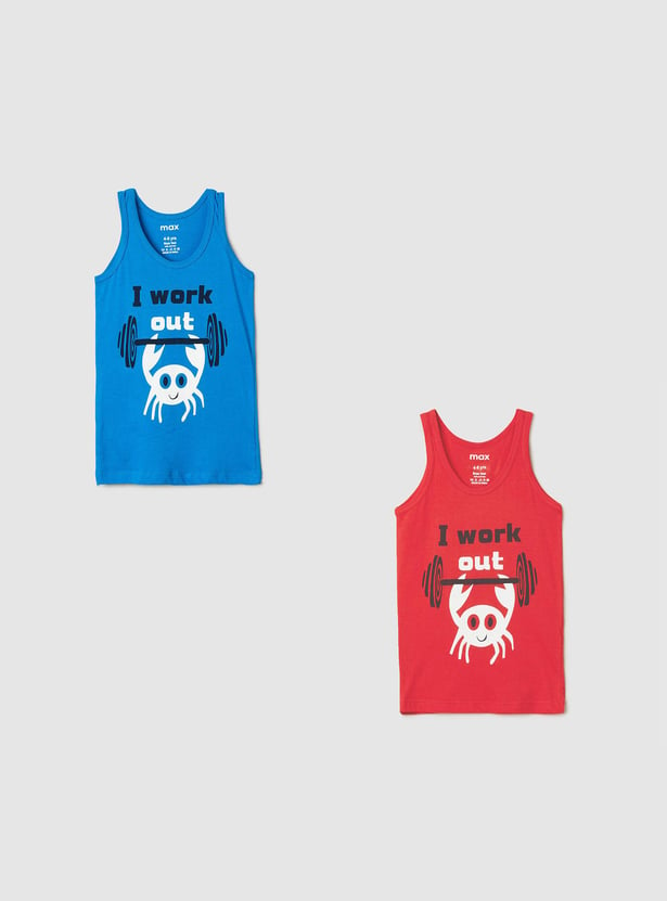 Boys Graphic Print Vest - Pack of 2