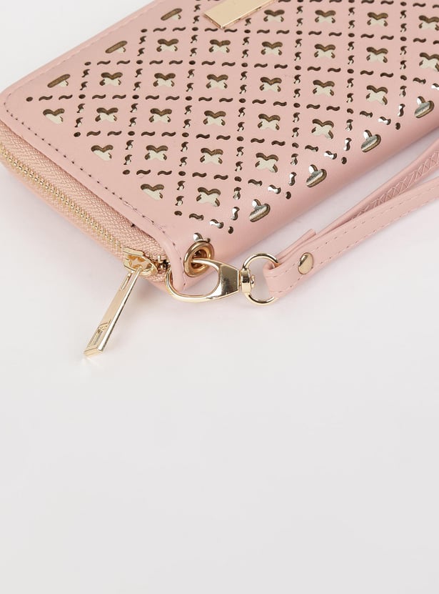 Women Perforated Zip Closure Wallet