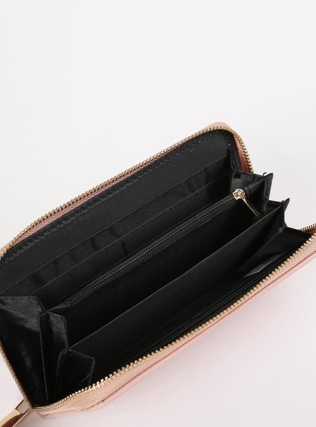 Women Perforated Zip Closure Wallet