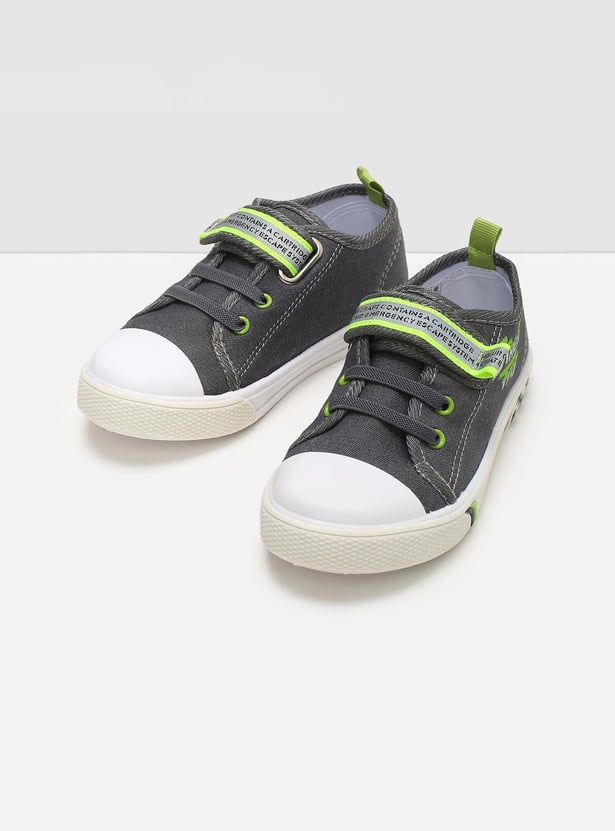 Boys Printed Casual Canvas Shoes With Velcro Strap