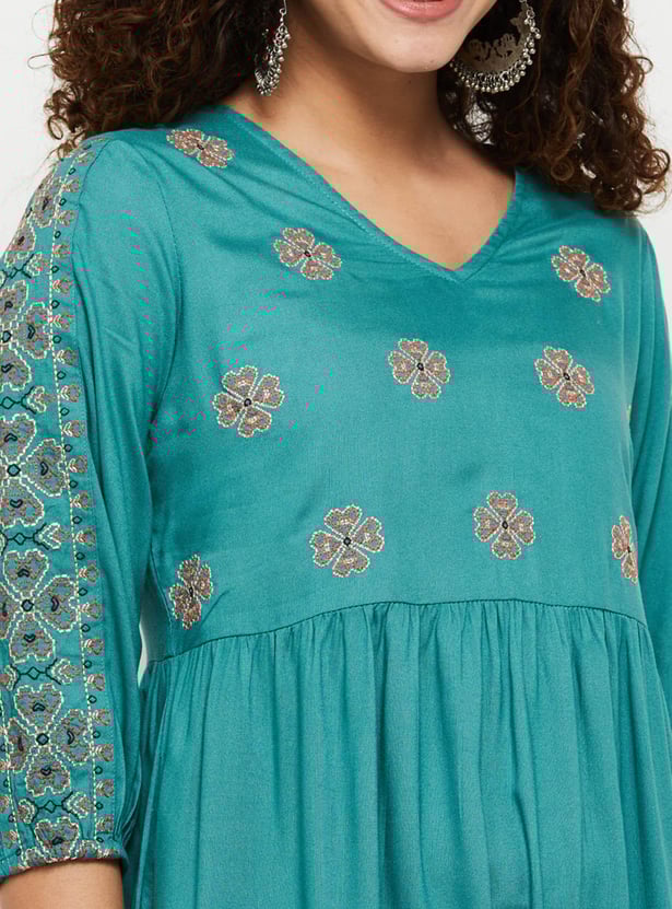 Dresses Max Fashion Uk Women Embroidered Tiered Mid Dress