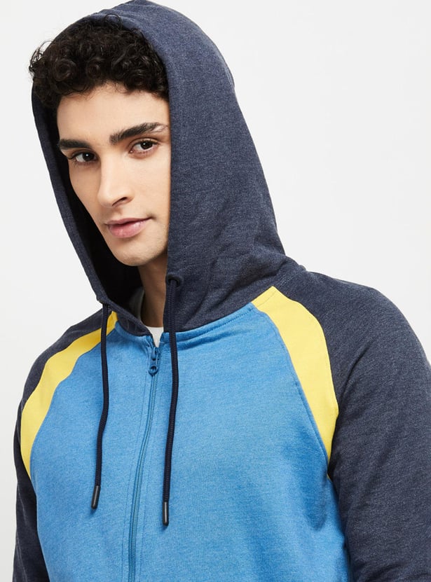 Buy Men Colourblocked Hooded Sweatshirt Online at just