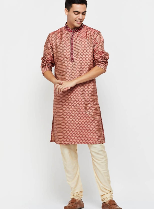 Men Ethnic Print Mandarin Collar Kurta 