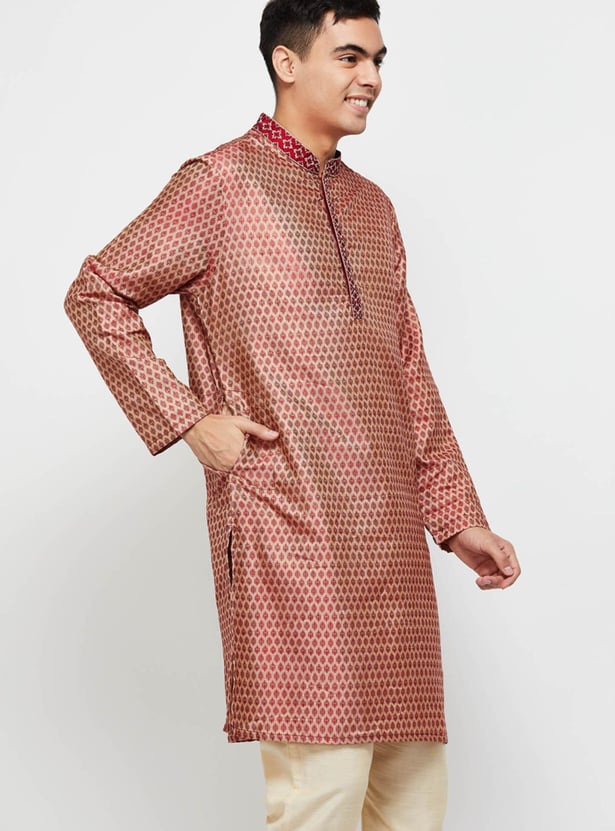 Men Ethnic Print Mandarin Collar Kurta 