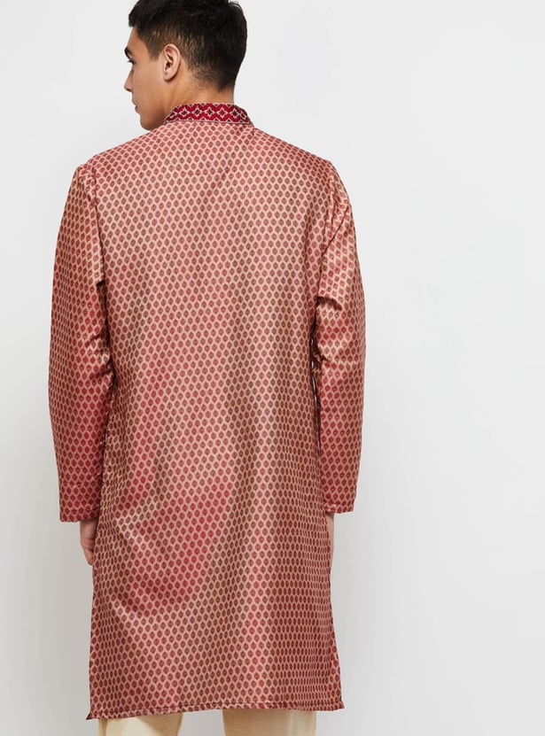 Men Ethnic Print Mandarin Collar Kurta 