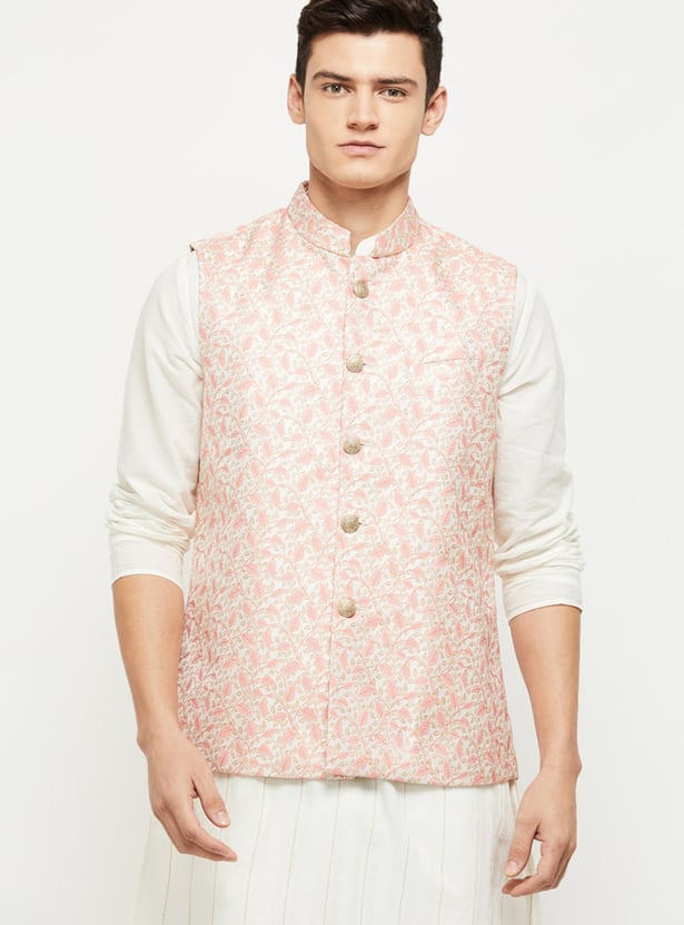 Men Printed Regular Fit Nehru Jacket